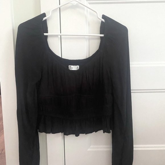Hollister Long-Sleeve Ruched Top Black (M) - Picture 2 of 4